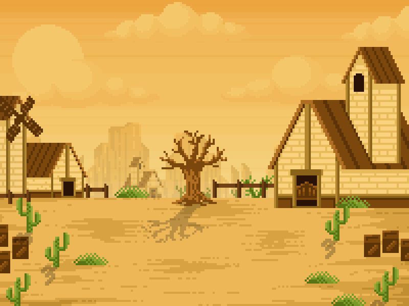 2d sprite sheet background cowboy western church